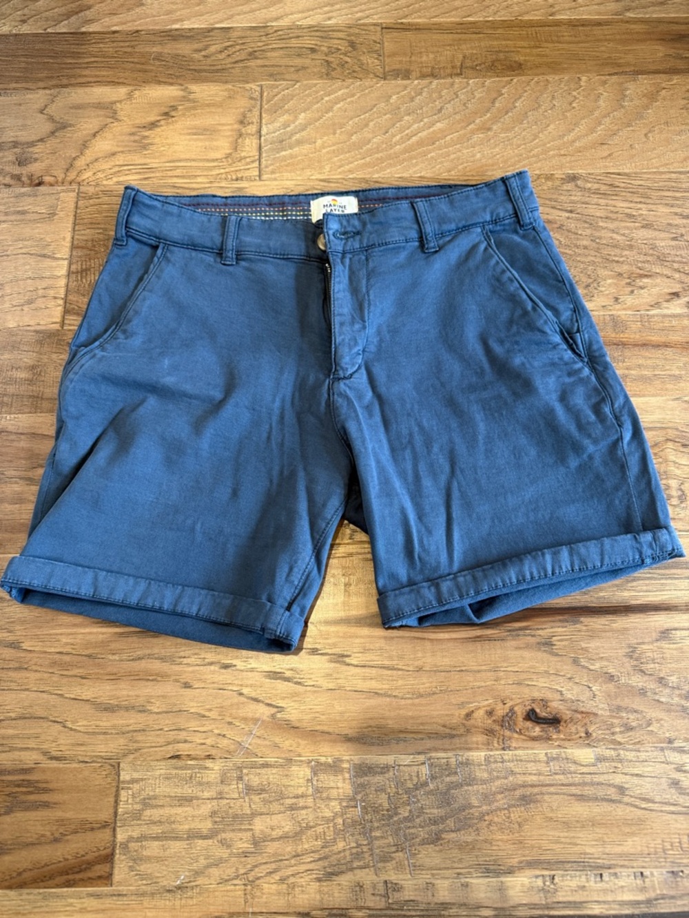 Marine Layer Navy Blue Flat Front Chino Shorts - Picture 3 of 7